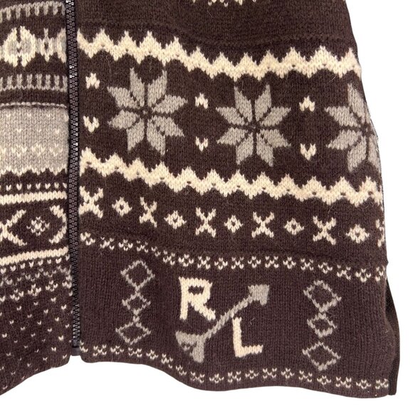 Lauren Ralph Lauren Cardigan Sweater Jacket Nordic Full Zip Pockets Wool Blend - Picture 3 of 14